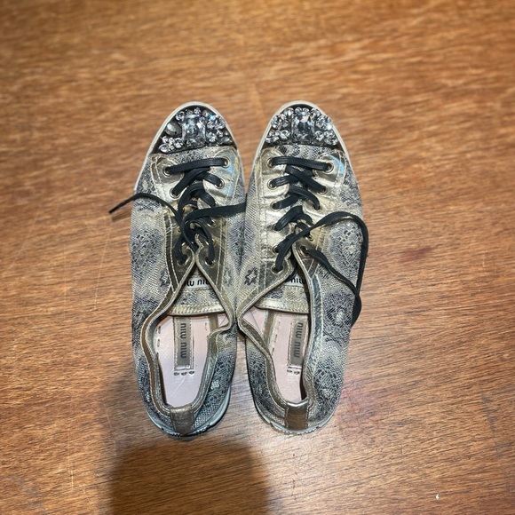 Miu Miu Leather Sneaker with crystals  size 39 - Picture 2 of 5